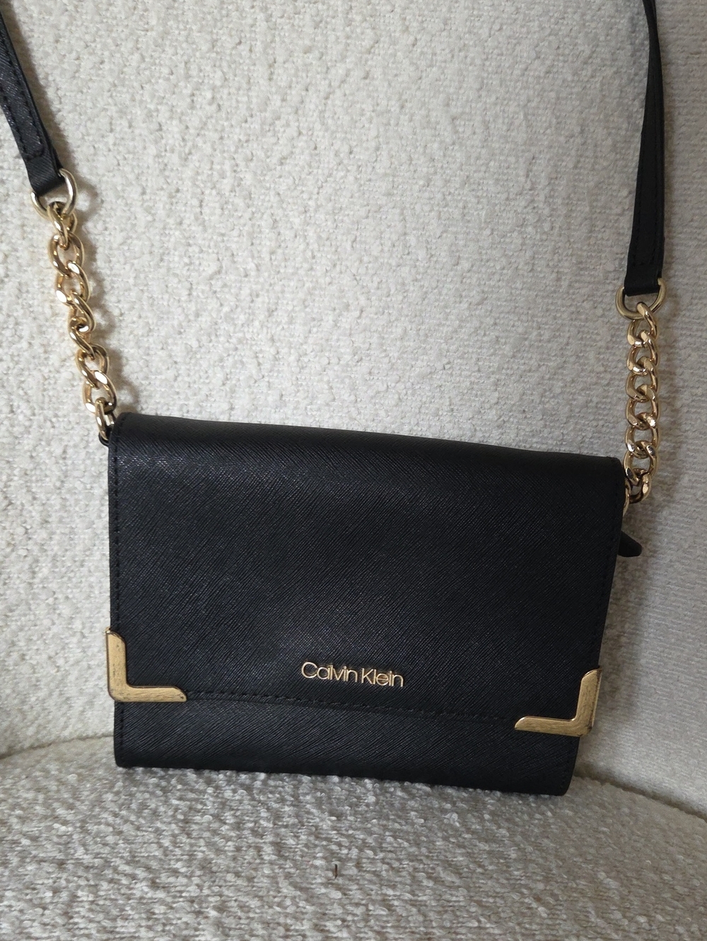 Calvin Klein Black Crossbody with Gold Hardware